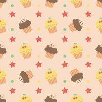 Seamless pattern with cute tasty muffins vector