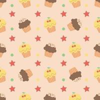 Seamless pattern with cute tasty muffins vector