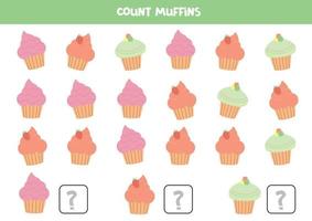 Count each muffin. Math game for kids. vector