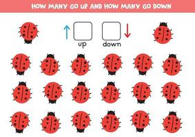 Spatial orientation for kids. Up and down. Count how many vector