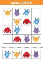 sudoku with colorful monsters vector