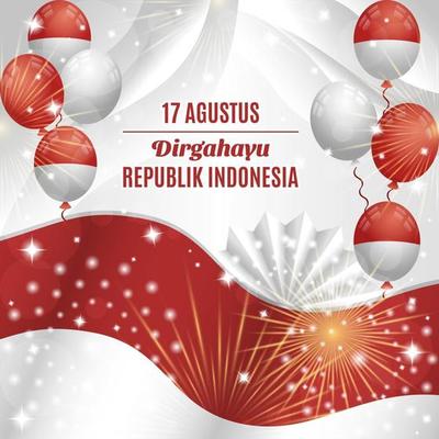 Indonesia Independence Day Background with Balloons Composition