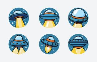 UFO Shape in Circle Icon vector