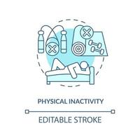 Physical inactivity concept icon. Sitting or laying down during day. Lazy lifestyle. Health issues abstract idea thin line illustration. Vector isolated outline color drawing. Editable stroke