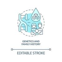 Genetics and family history concept icon. Health problems resolving. Medical treatment. Blood illness risk abstract idea thin line illustration. Vector isolated outline color drawing. Editable stroke