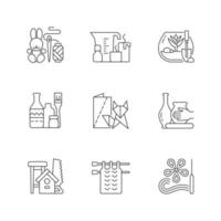Trendy arts linear icons set. Handmade toys. Candle making. DIY tropical terrarium. Bottle painting. Customizable thin line contour symbols. Isolated vector outline illustrations. Editable stroke