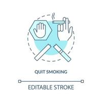 Quit smoking concept icon. Fight with unhealthy habits. Dealing with healh troubles. Organs problems abstract idea thin line illustration. Vector isolated outline color drawing. Editable stroke