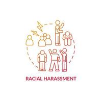 Racial harassment concept icon. Racism in social situation abstract idea thin line illustration. Hostile environment. Race discrimination. Being unfairly judged. Vector isolated outline color drawing