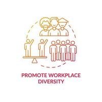 Promote workplace diversity concept icon. Racism at work abstract idea thin line illustration. Honoring multiple cultural practices. Employee engagement. Vector isolated outline color drawing