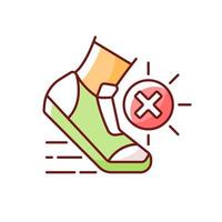 No sports in sun heat RGB color icon. Safety for athlete. Caution during running. Avoid exercise to prevent heatstroke during summer. Isolated vector illustration. Sunstroke simple filled line drawing