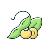 Soybean RGB color icon. Isolated vector illustration. Healthy foods. Natural milk source. Vegetarian meals preparing. Organic ingredients full of nutritions simple filled line drawing