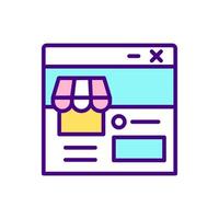 Promoting store online RGB color icon. Social media marketing. Customer engagement. Isolated vector illustration. Posting on platforms, blogging. Social networking website simple filled line drawing