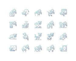 Surveillance and security systems gradient linear vector icons set. CCTV camera installation. 24 7 protection. Thin line contour symbols bundle. Isolated vector outline illustrations collection