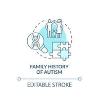 Family autism history concept icon. Autism risk factor abstract idea thin line illustration. Intellectual disability cause. Affect development. Vector isolated outline color drawing. Editable stroke