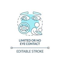 Limited and no eye contact concept icon. Autism sign abstract idea thin line illustration. Escape eye-to-eye gaze. Lack nonverbal communication. Vector isolated outline color drawing. Editable stroke