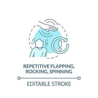 Repetitive flapping, rocking, spinning concept icon. Autism symptom abstract idea thin line illustration. Self-stimulatory behavior. Vector isolated outline color drawing. Editable stroke