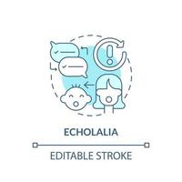 Echolalia concept icon. Autism sign abstract idea thin line illustration. Repetitive speech. Precise sounds repetition. Developmental delays. Vector isolated outline color drawing. Editable stroke