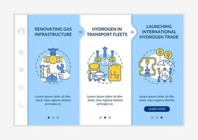 Green energy promotion onboarding vector template. Responsive mobile website with icons. Web page walkthrough 3 step screens. Renovating gas infrastructure color concept with linear illustrations