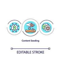 Content seeding concept icon. Spreading information among internet. Advertisement strategy. Marketing abstract idea thin line illustration. Vector isolated outline color drawing. Editable stroke
