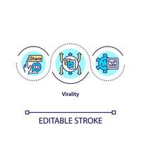 Virality concept icon. Popular social media content. Business strategy. Marketing types abstract idea thin line illustration. Vector isolated outline color drawing. Editable stroke