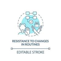 Resistance to changes in routines concept icon. Autism sign abstract idea thin line illustration. Changing scheduled activities. Vector isolated outline color drawing. Editable stroke