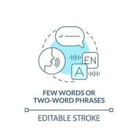 Few words and two-word phrases concept icon. Autism sign abstract idea thin line illustration. Verbal difficulties. Poor spoken language skills. Vector isolated outline color drawing. Editable stroke