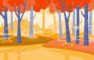 Fall on River Scenery vector