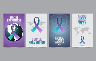 Suicidal Prevention Card with Ribbon Concept Collection vector