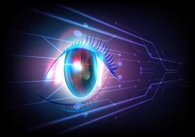 Security and safety concept. Perspective glowing Eye of technology futuristic digital background