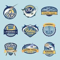 conjunto de insignias de pesca vector