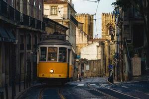 Classic and touristy route, number 28 tram of Lisbon in Portugal photo