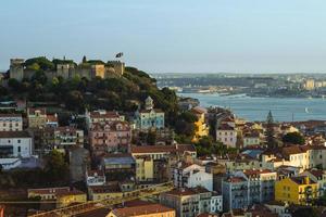 Scenery of Saint George castle and river Tagus at Lisbon in Portugal photo