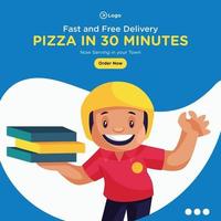 Banner design of pizza in 30 minutes template vector