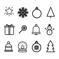 Set of Christmas Outline Vector Icons