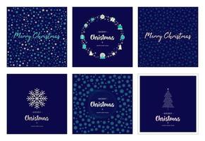 Set of Christmas Greeting Cards Illustrations vector