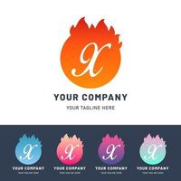 Modern Letter X Fire Logo vector