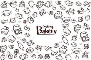 Hand draw bakery background cartoon art illustration vector