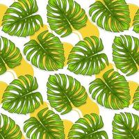 patrón transparente tropical con hojas exóticas en estilo de dibujos animados vector
