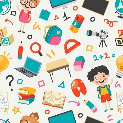 Seamless Pattern Design With  Cartoon Character