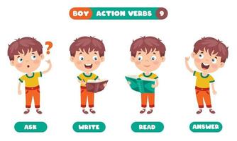 Action Verbs For Children Education vector