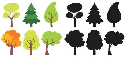 Set Of Various Flat Trees vector