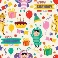 Seamless Pattern Design With  Cartoon Character vector