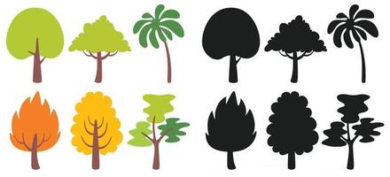 Set Of Various Flat Trees vector