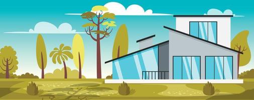 Exterior Design With Flat Building vector