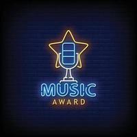 Music Award Neon Signs Style Vector