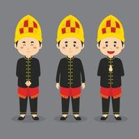 Aceh Indonesian Character with Various Expression vector