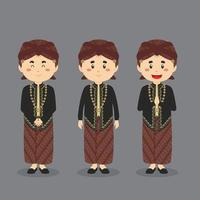 Central Java Character with Various Expression vector