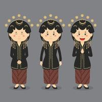 Central Java Character with Various Expression vector