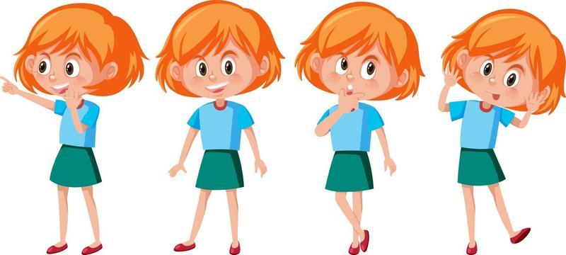 Cartoon character of a girl with different poses