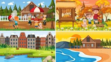 Different background scenes of nature in set vector